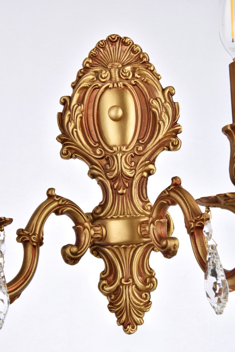 ELEGANT LIGHTING 9602W10FG/RC  Monarch 2-Light Wall Sconce, French Gold