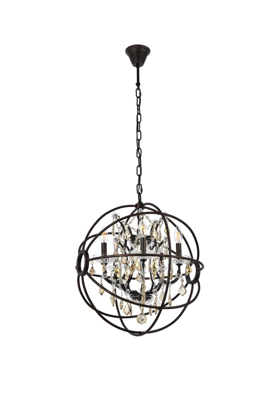 ELEGANT LIGHTING 1130D20DB-GT/RC  Geneva 5-Light Pendant lamp, Dark Bronze ELEGANT LIGHTING 1130D20DB-GT/RC  Geneva 5-Light Pendant lamp, Dark Bronze