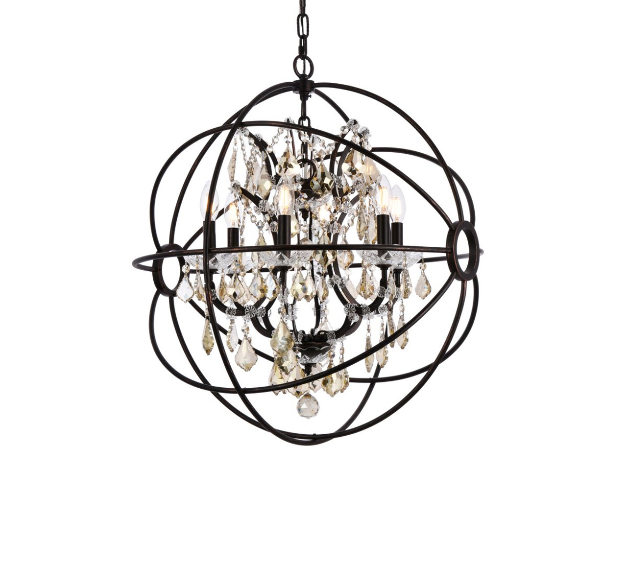 ELEGANT LIGHTING 1130D25DB-GT/RC  Geneva 6-Light Pendant lamp, Dark Bronze ELEGANT LIGHTING 1130D25DB-GT/RC  Geneva 6-Light Pendant lamp, Dark Bronze