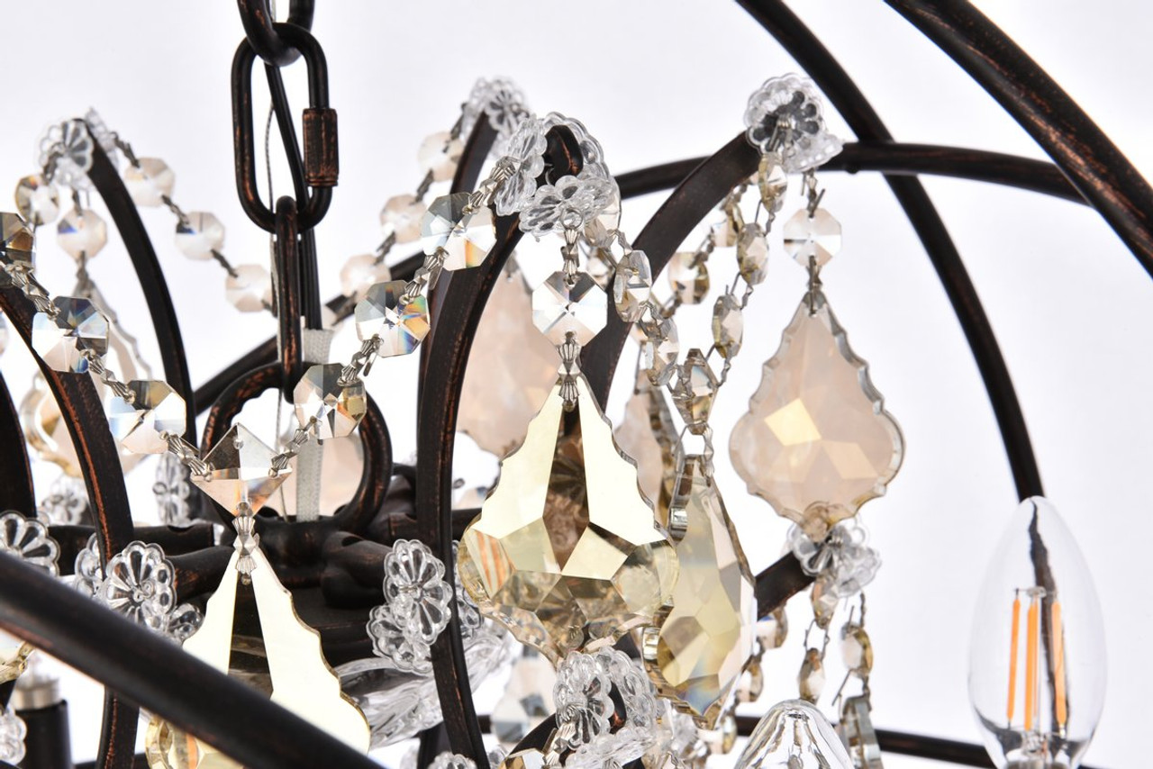 ELEGANT LIGHTING 1130D25DB-GT/RC  Geneva 6-Light Pendant lamp, Dark Bronze ELEGANT LIGHTING 1130D25DB-GT/RC  Geneva 6-Light Pendant lamp, Dark Bronze