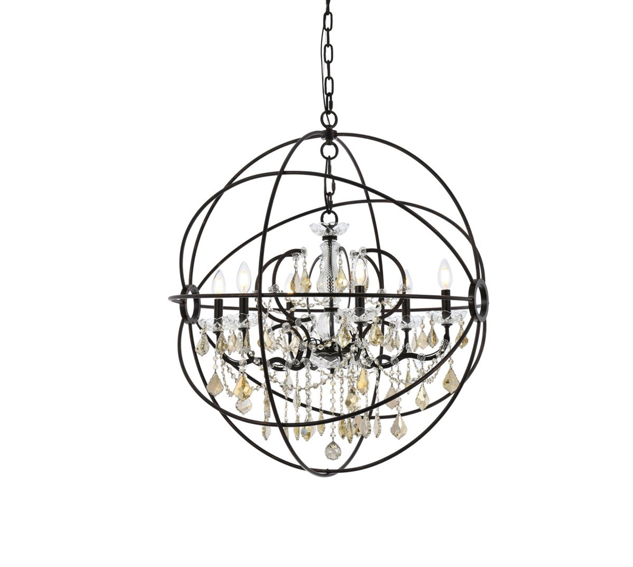 ELEGANT LIGHTING 1130D32DB-GT/RC  Geneva 6-Light Pendant lamp, Dark Bronze ELEGANT LIGHTING 1130D32DB-GT/RC  Geneva 6-Light Pendant lamp, Dark Bronze