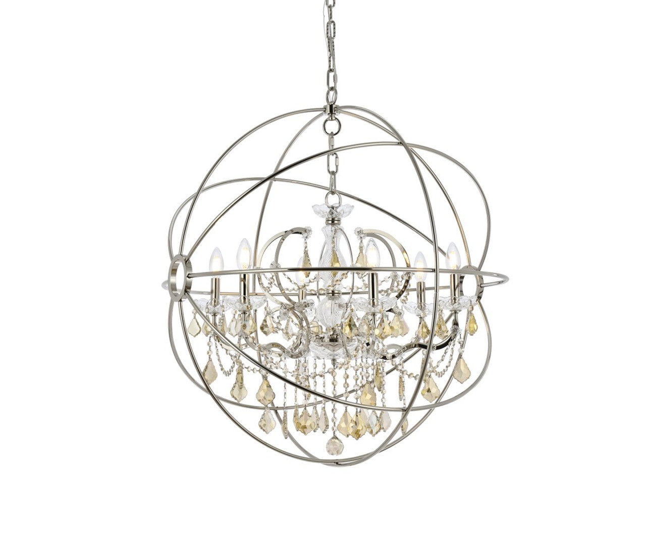 ELEGANT LIGHTING 1130D32PN-GT/RC  Geneva 6-Light Pendant lamp, Polished nickel ELEGANT LIGHTING 1130D32PN-GT/RC  Geneva 6-Light Pendant lamp, Polished nickel
