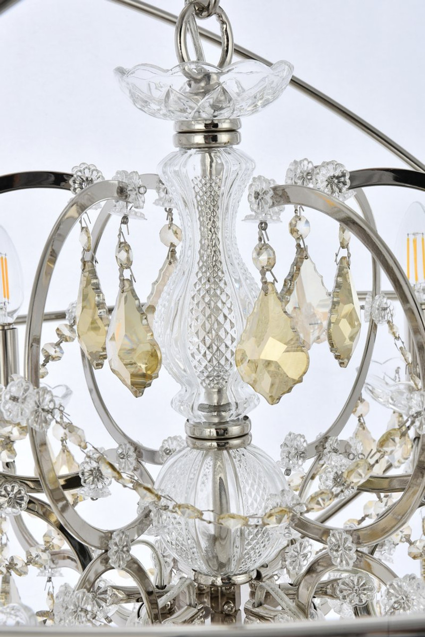 ELEGANT LIGHTING 1130D32PN-GT/RC  Geneva 6-Light Pendant lamp, Polished nickel ELEGANT LIGHTING 1130D32PN-GT/RC  Geneva 6-Light Pendant lamp, Polished nickel