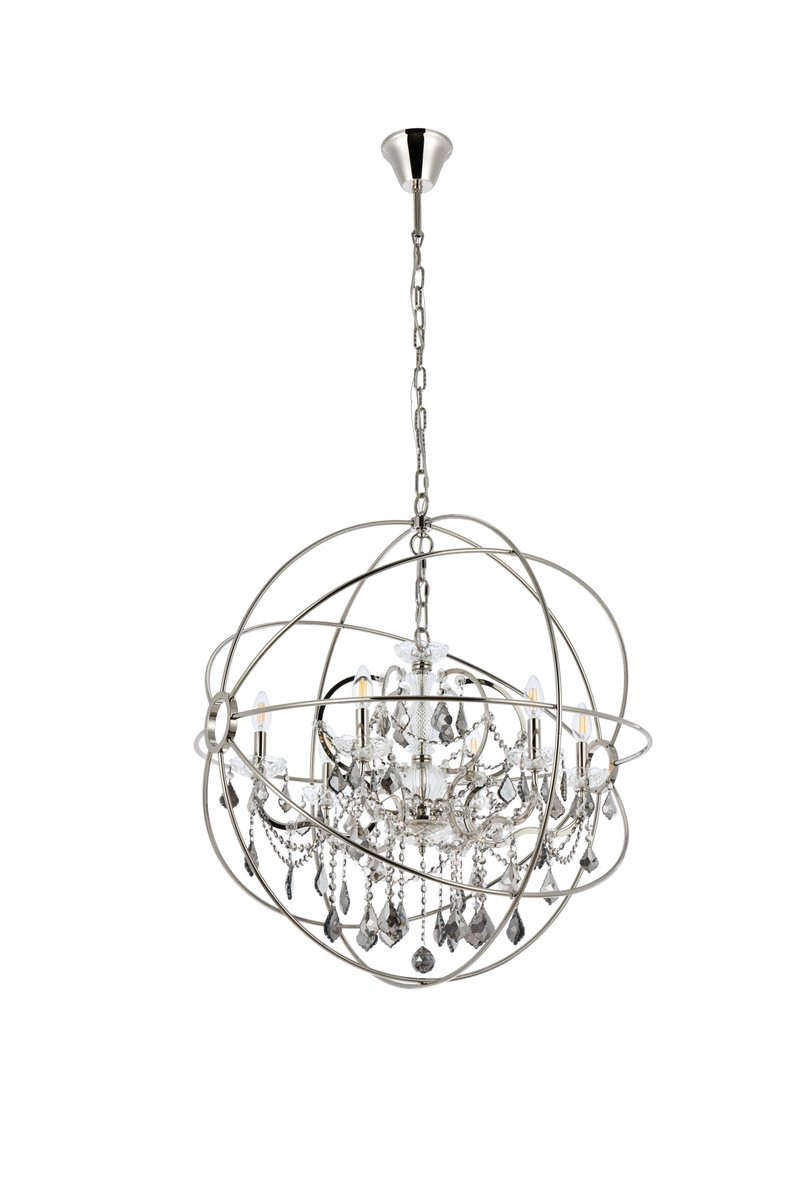 ELEGANT LIGHTING 1130D32PN-SS/RC  Geneva 6-Light Pendant lamp, Polished nickel