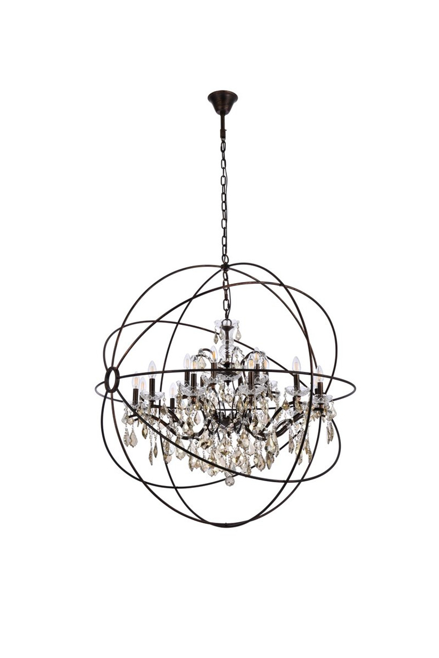 ELEGANT LIGHTING 1130G43DB-GT/RC  Geneva 18-Light Pendant lamp, Dark Bronze