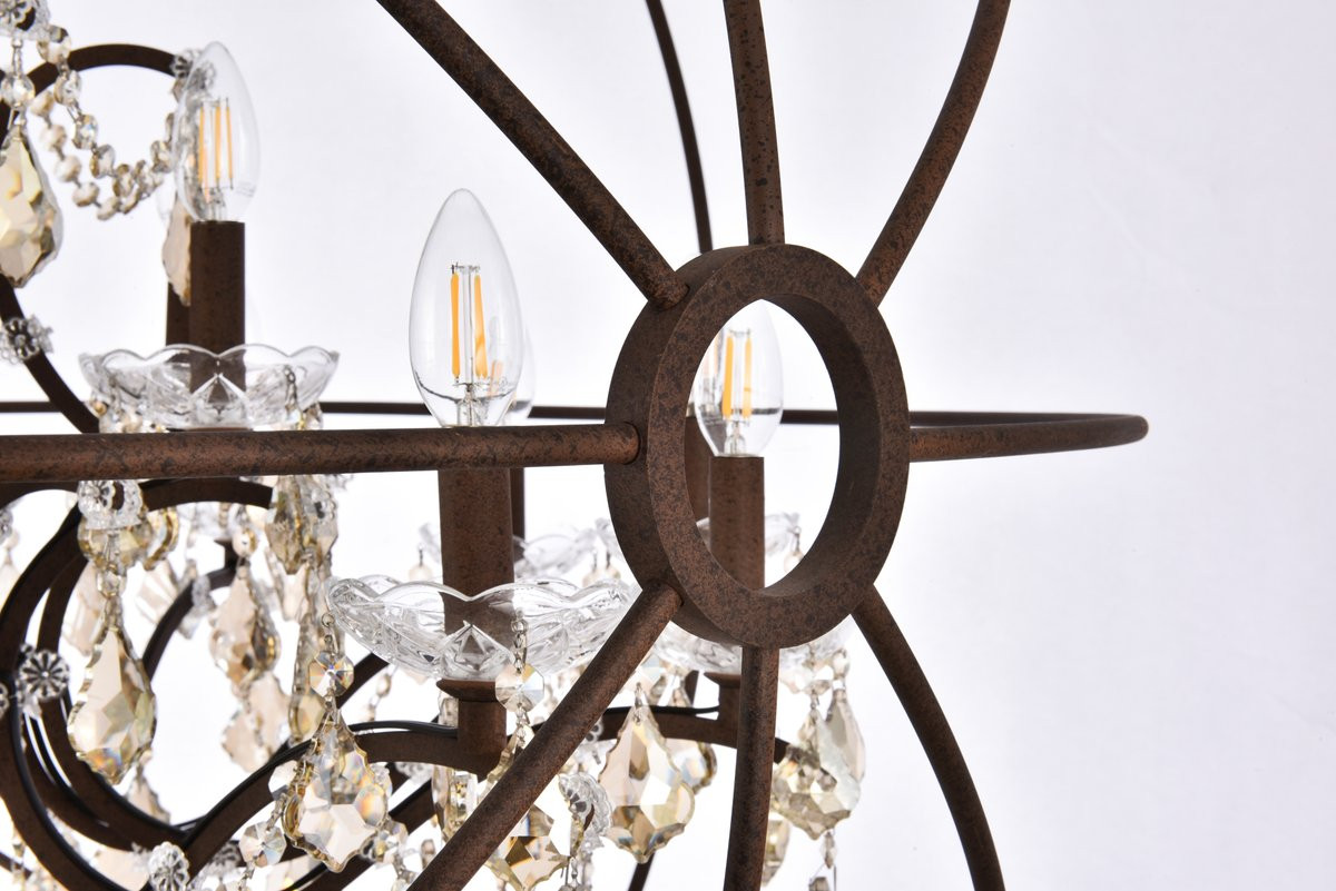 ELEGANT LIGHTING 1130G43RI-GT/RC  Geneva 18-Light Pendant lamp, Rustic Intent