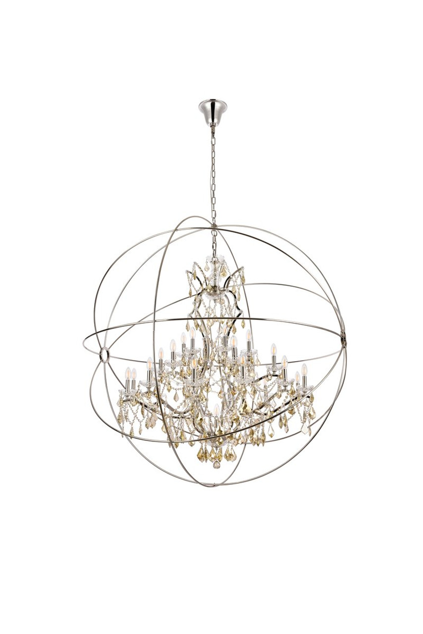 ELEGANT LIGHTING 1130G60PN-GT/RC  Geneva 25-Light Pendant lamp, Polished nickel ELEGANT LIGHTING 1130G60PN-GT/RC  Geneva 25-Light Pendant lamp, Polished nickel