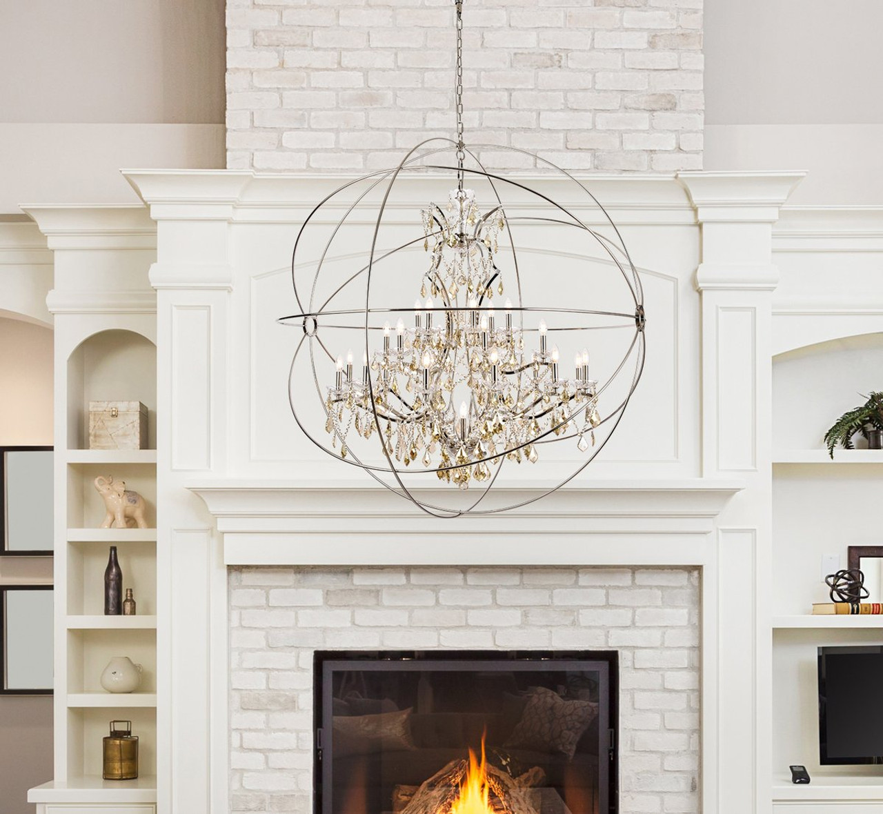 ELEGANT LIGHTING 1130G60PN-GT/RC  Geneva 25-Light Pendant lamp, Polished nickel ELEGANT LIGHTING 1130G60PN-GT/RC  Geneva 25-Light Pendant lamp, Polished nickel