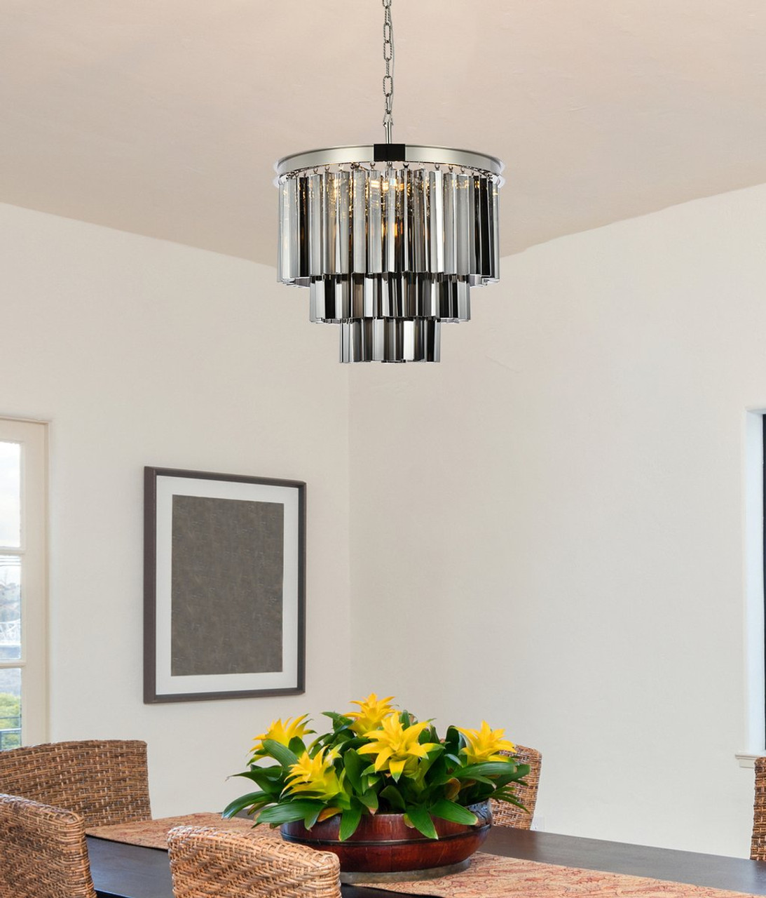 ELEGANT LIGHTING 1201D20PN-SS/RC  Sydney 9-Light Pendant lamp, Polished nickel ELEGANT LIGHTING 1201D20PN-SS/RC  Sydney 9-Light Pendant lamp, Polished nickel