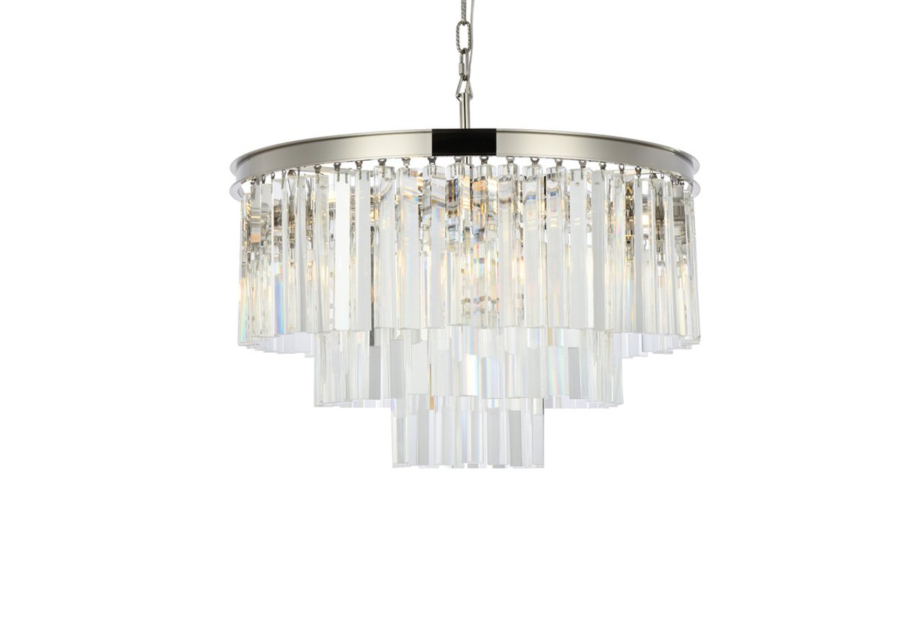 ELEGANT LIGHTING 1201D26PN/RC  Sydney 9-Light Pendant lamp, Polished nickel