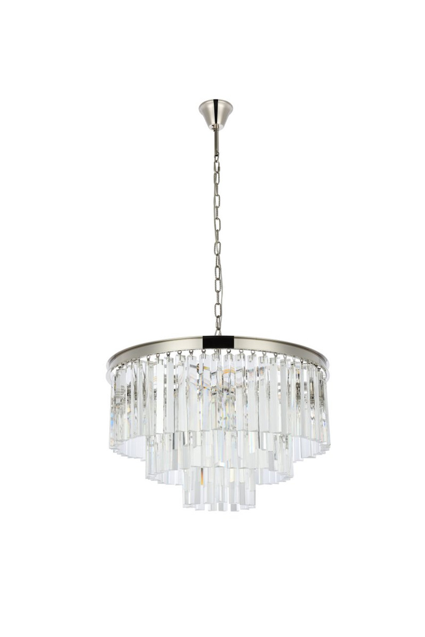 ELEGANT LIGHTING 1201D26PN/RC  Sydney 9-Light Pendant lamp, Polished nickel