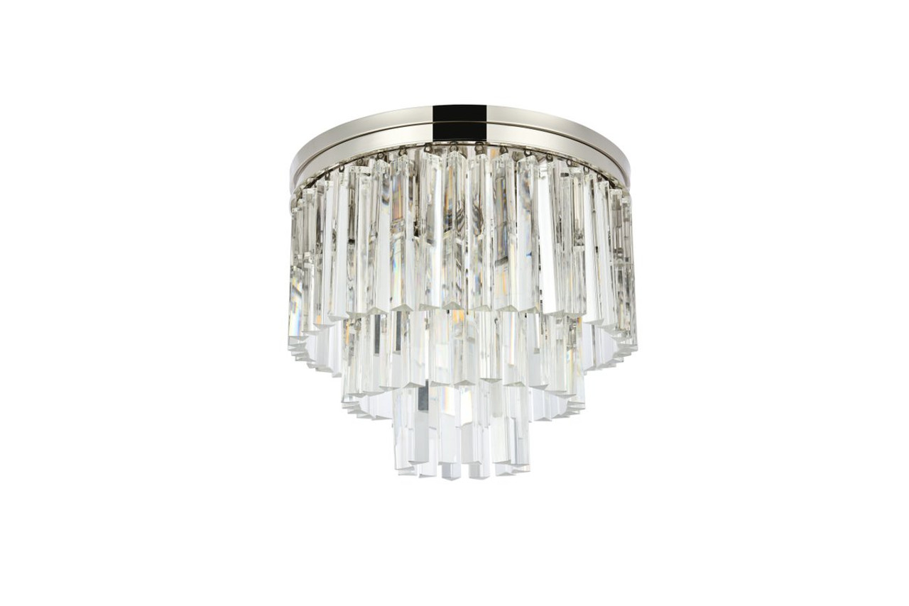 ELEGANT LIGHTING 1201F20PN/RC  Sydney 9-Light Flush Mount, Polished nickel