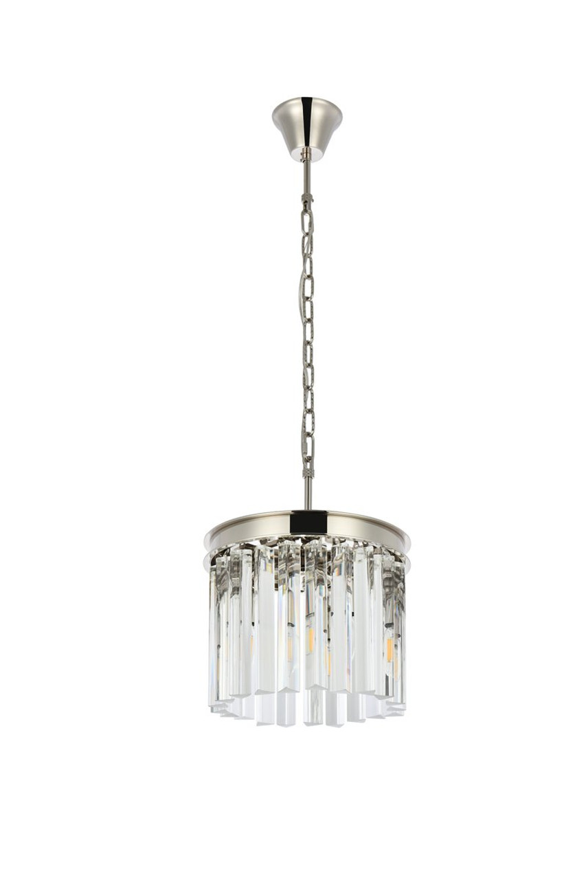 ELEGANT LIGHTING 1208D12PN/RC  Sydney 3-Light Pendant lamp, Polished nickel