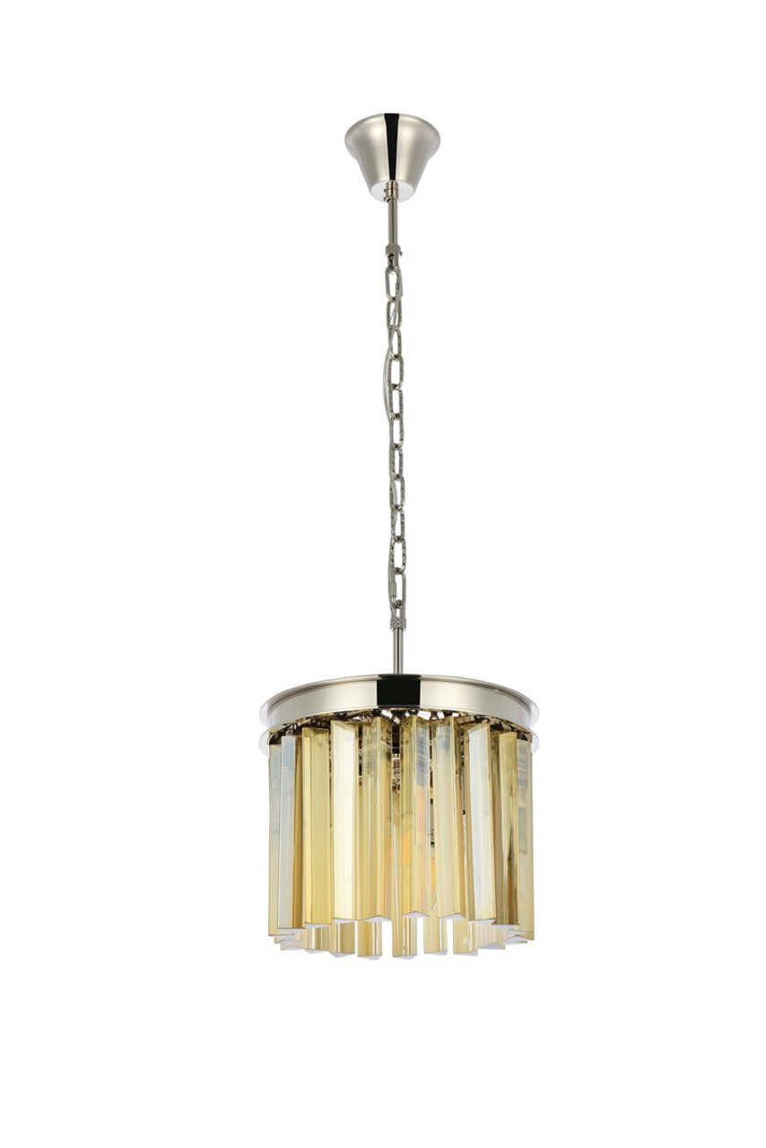 ELEGANT LIGHTING 1208D12PN-GT/RC  Sydney 3-Light Pendant lamp, Polished nickel