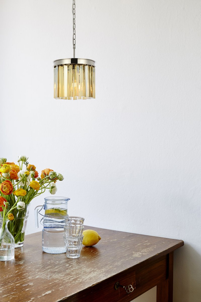 ELEGANT LIGHTING 1208D12PN-GT/RC  Sydney 3-Light Pendant lamp, Polished nickel