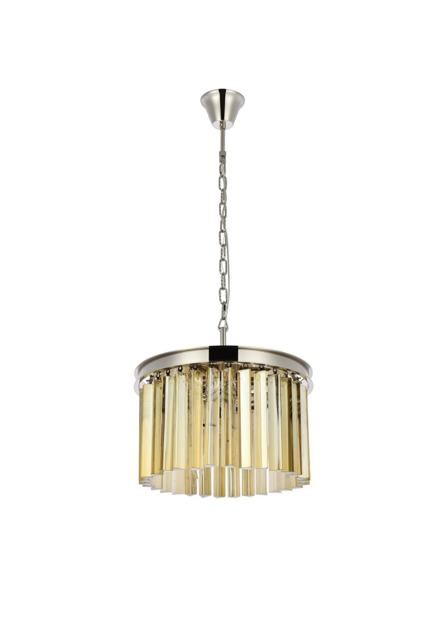 ELEGANT LIGHTING 1208D16PN-GT/RC  Sydney 3-Light Pendant lamp, Polished nickel