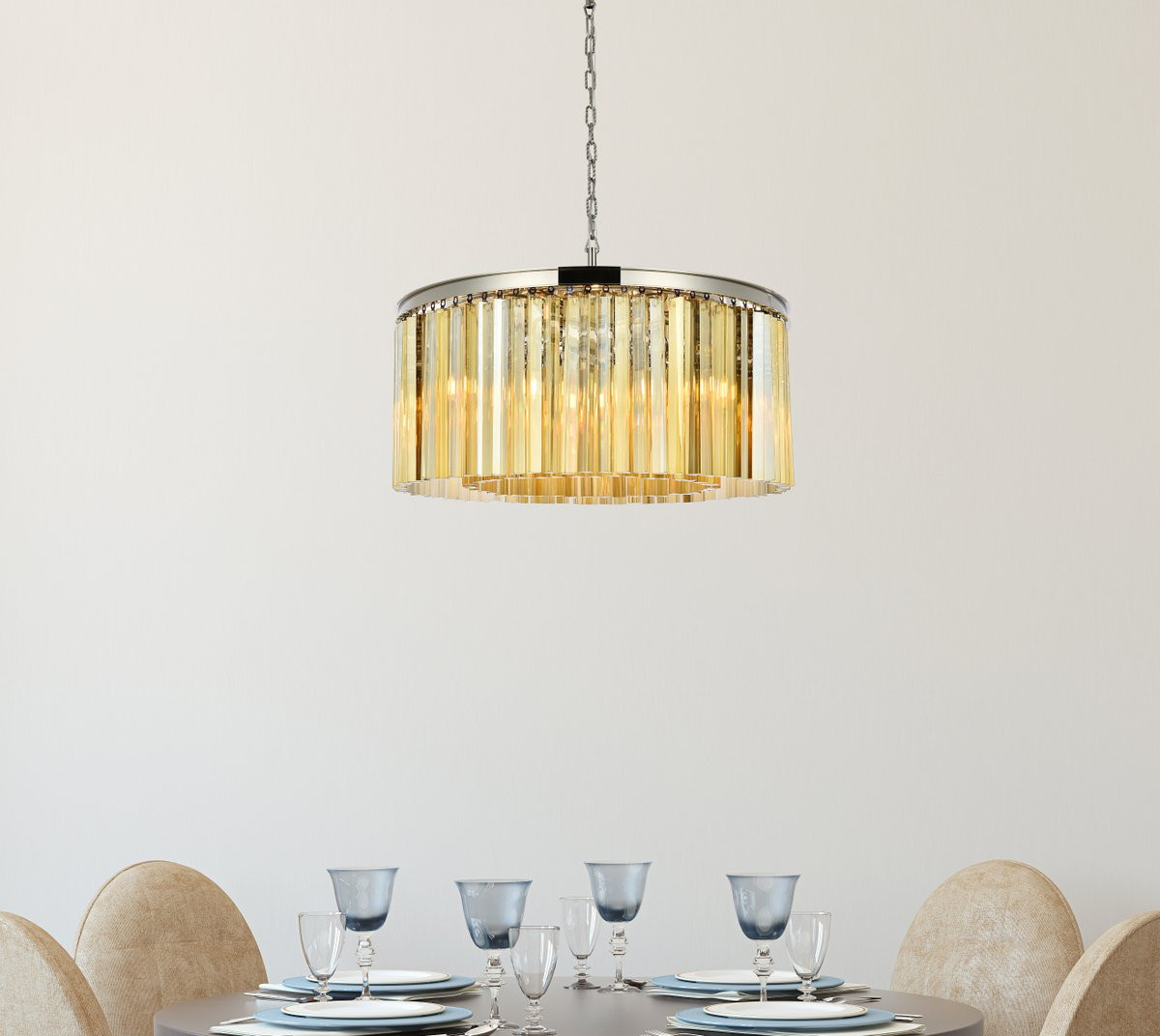 ELEGANT LIGHTING 1208D31PN-GT/RC  Sydney 8-Light Pendant lamp, Polished nickel