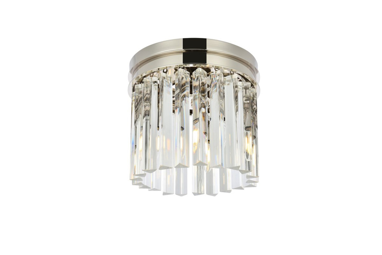 ELEGANT LIGHTING 1208F12PN/RC  Sydney 3-Light Flush Mount, Polished nickel