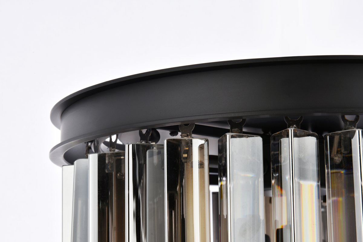 ELEGANT LIGHTING 1208F16MB-SS/RC  Sydney 3-Light Flush Mount, Mocha Brown