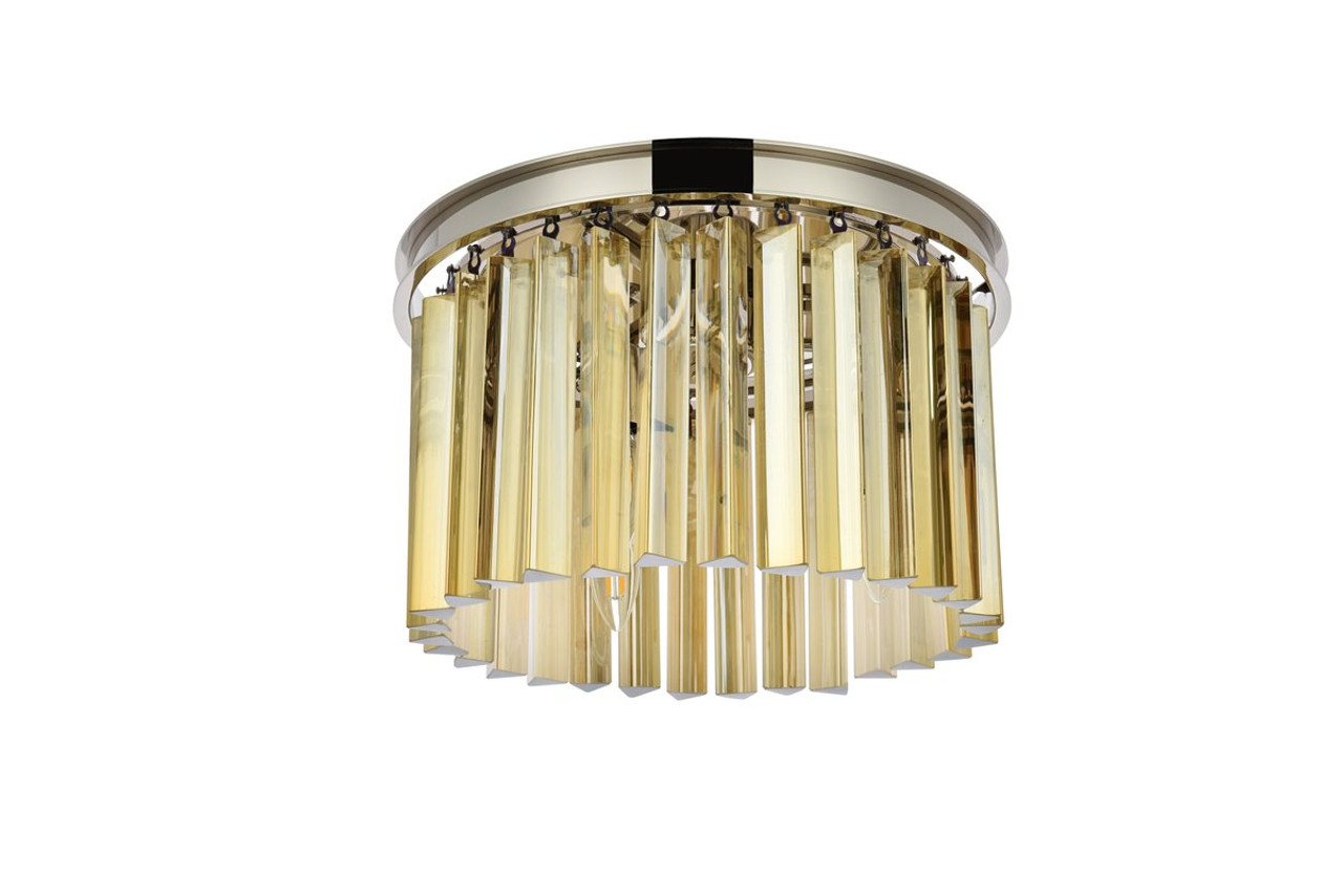 ELEGANT LIGHTING 1208F16PN-GT/RC  Sydney 3-Light Flush Mount, Polished nickel