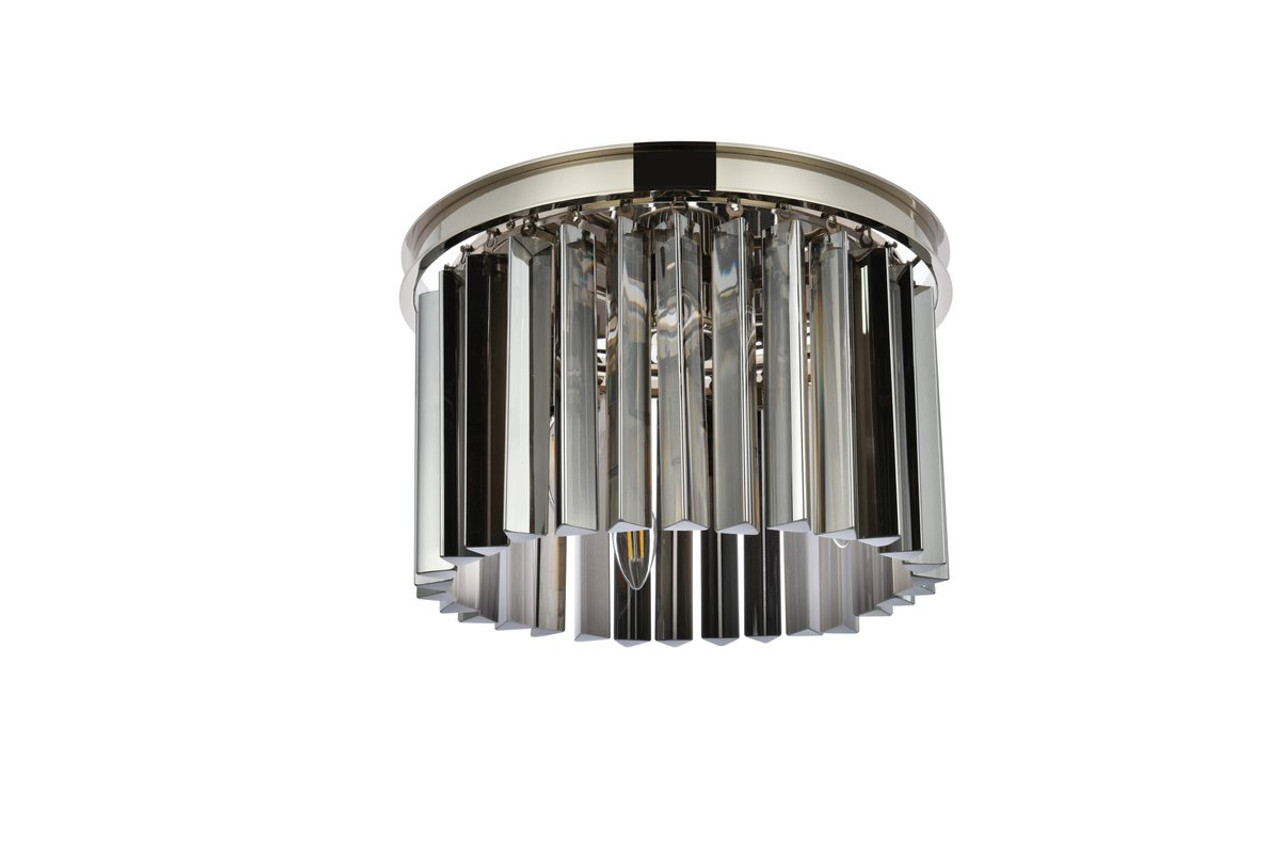 ELEGANT LIGHTING 1208F16PN-SS/RC  Sydney 3-Light Flush Mount, Polished nickel