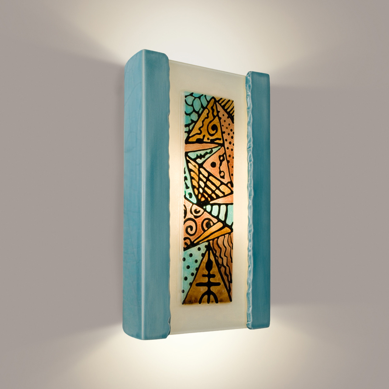 A19 Lighting RE103-TC-TQ 1-Light Abstract Wall Sconce Teal Crackle and Turquoise
