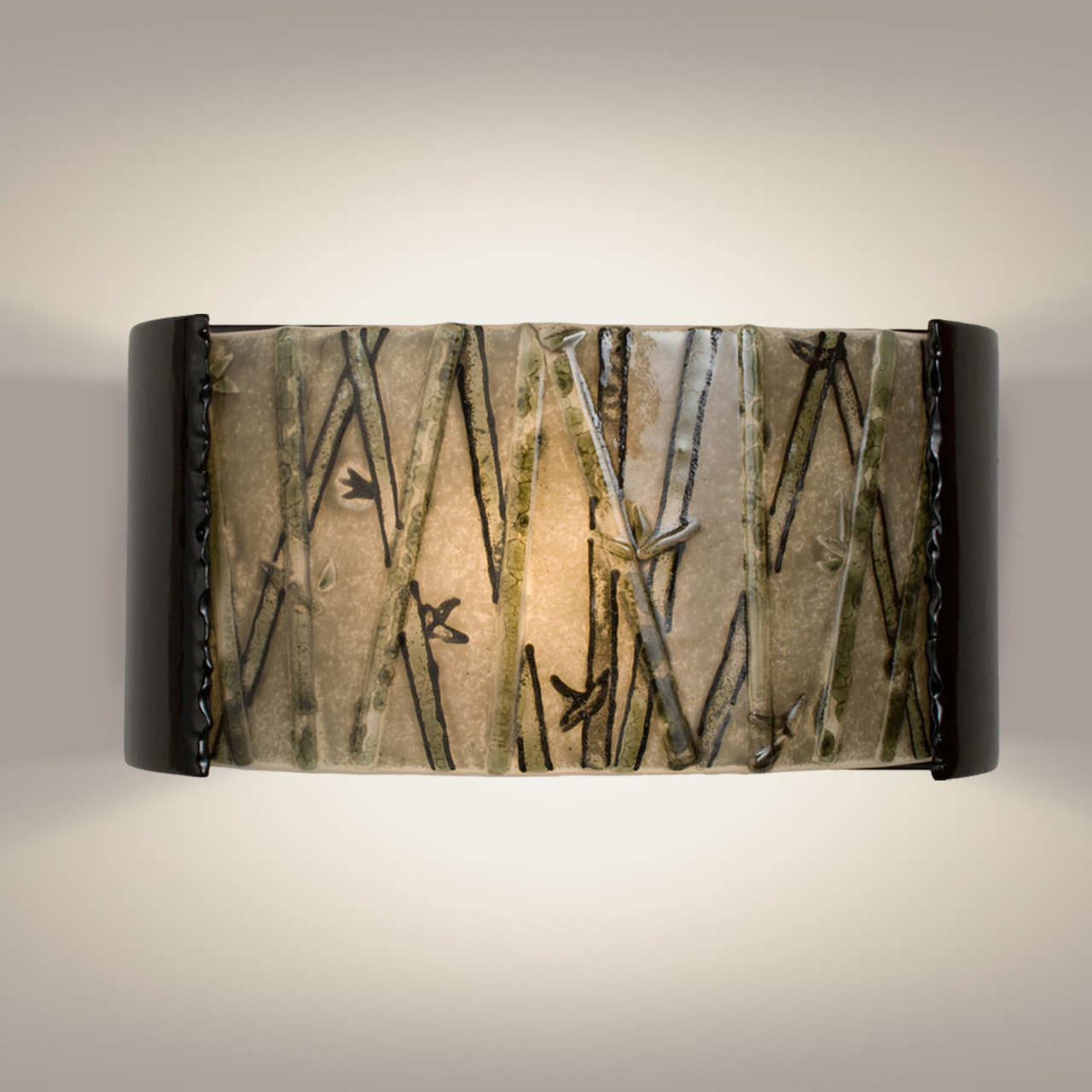 A19 Lighting RE105-BG-MSW 1-Light Asia Wall Sconce Black Gloss and Multi Seaweed