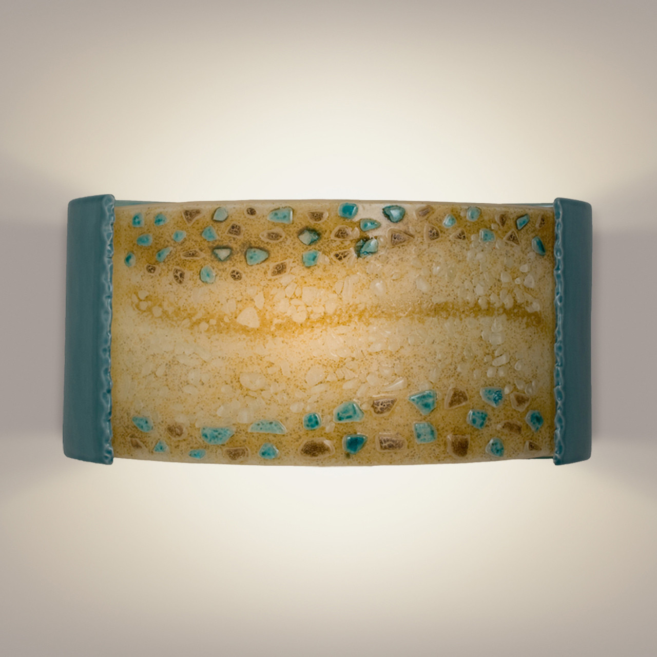 A19 Lighting RE108-TC-MAB 1-Light Ebb and Flow Wall Sconce Teal Crackle and Multi Amber