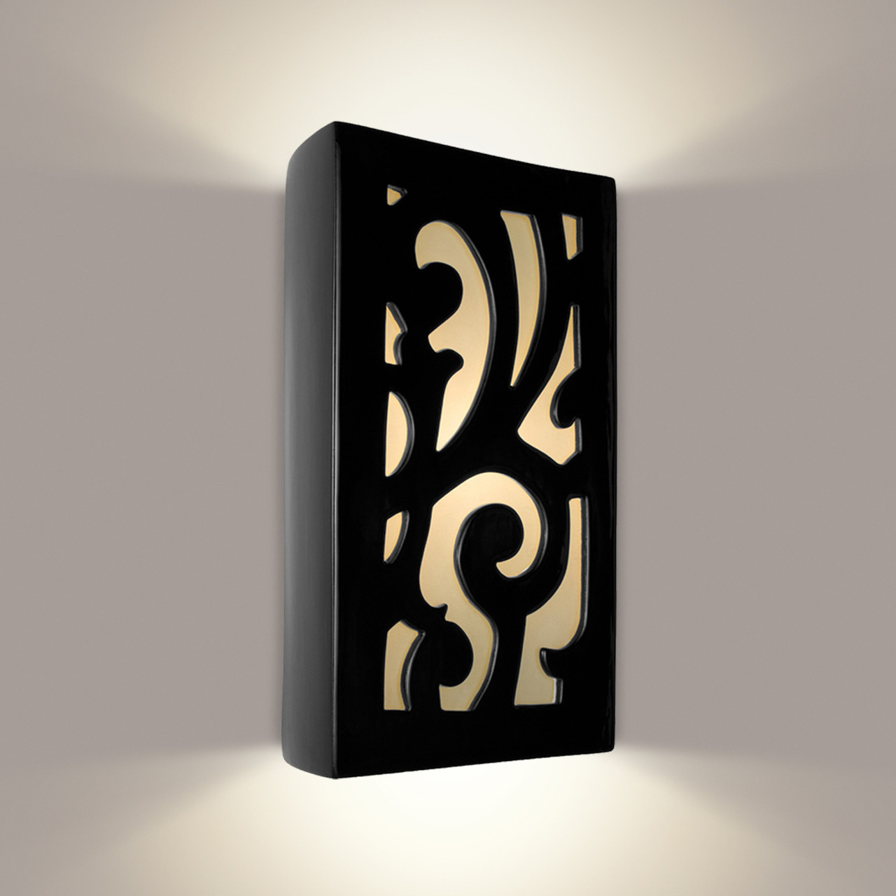 A19 Lighting RE112-BG-WF 1-Light Cathedral Wall Sconce Black Gloss and White Frost