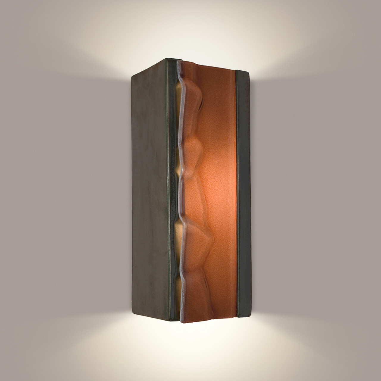 A19 Lighting RE118-GM-RW 1-Light River Rock Wall Sconce Gunmetal and Rosewood
