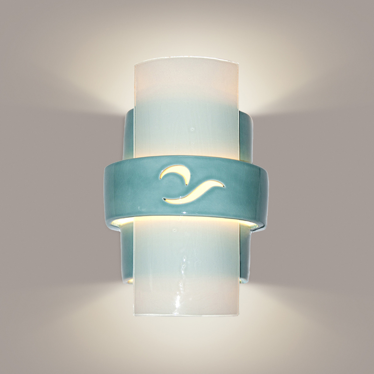 A19 Lighting RE121-TC-WF 1-Light South Beach Wall Sconce Teal Crackle and White Frost