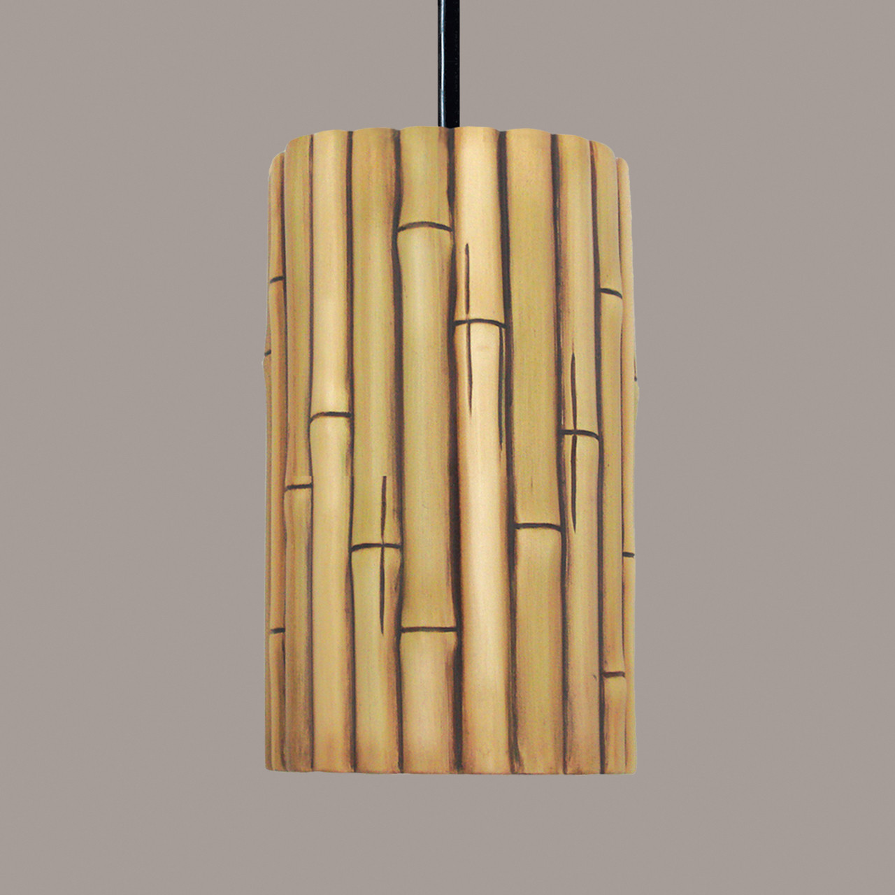 A19 Lighting PN20301-NA-WCC 1-Light Bamboo Pendant Natural (White Cord & Canopy)