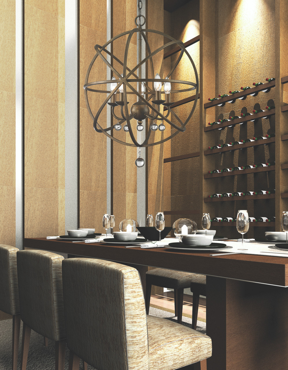 Z-LITE 416-20 Acadia 5 Light Pendant, Golden Bronze + Clear Crystal