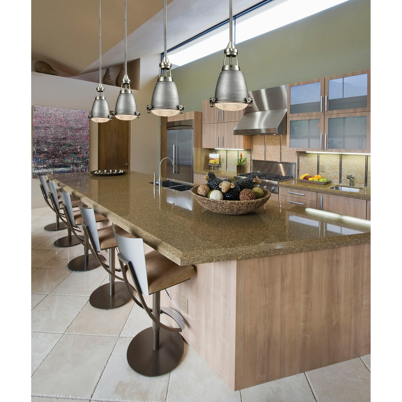 ELK LIGHTING 65283/1 Sylvester 1 Light Pendant In Weathered Zinc And Satin Nickel With Halophane Glass Diffuser
