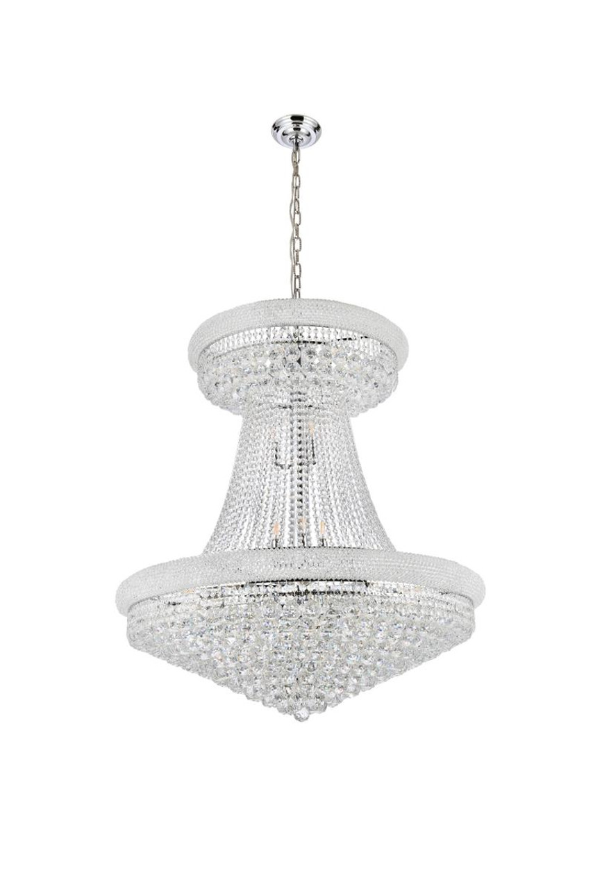 ELEGANT LIGHTING V1800G36SC/RC 1800 Primo Collection Large Hanging Fixture D36in H45in Lt:28 Chrome Finish (Royal Cut Crystals)
