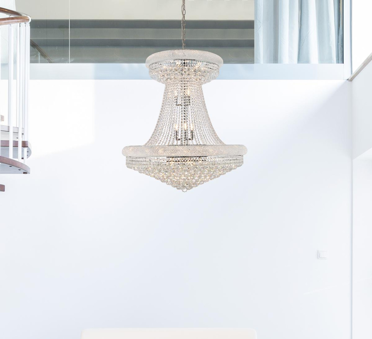 ELEGANT LIGHTING V1800G36SC/RC 1800 Primo Collection Large Hanging Fixture D36in H45in Lt:28 Chrome Finish (Royal Cut Crystals)
