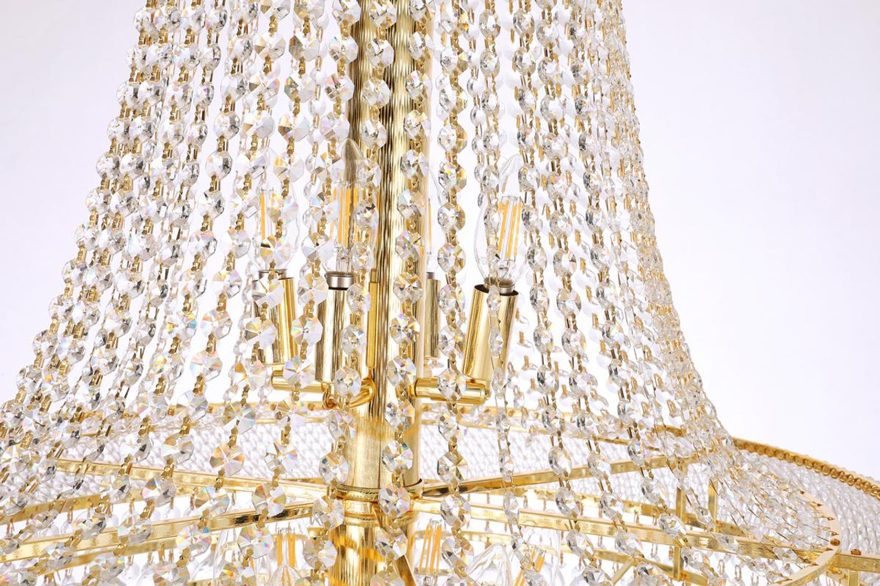 ELEGANT LIGHTING V1800G42G/RC 1800 Primo Collection Large Hanging Fixture D42in H72in Lt:38 Gold Finish (Royal Cut Crystals)