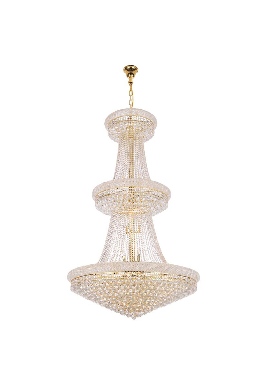 ELEGANT LIGHTING V1800G42G/RC 1800 Primo Collection Large Hanging Fixture D42in H72in Lt:38 Gold Finish (Royal Cut Crystals)