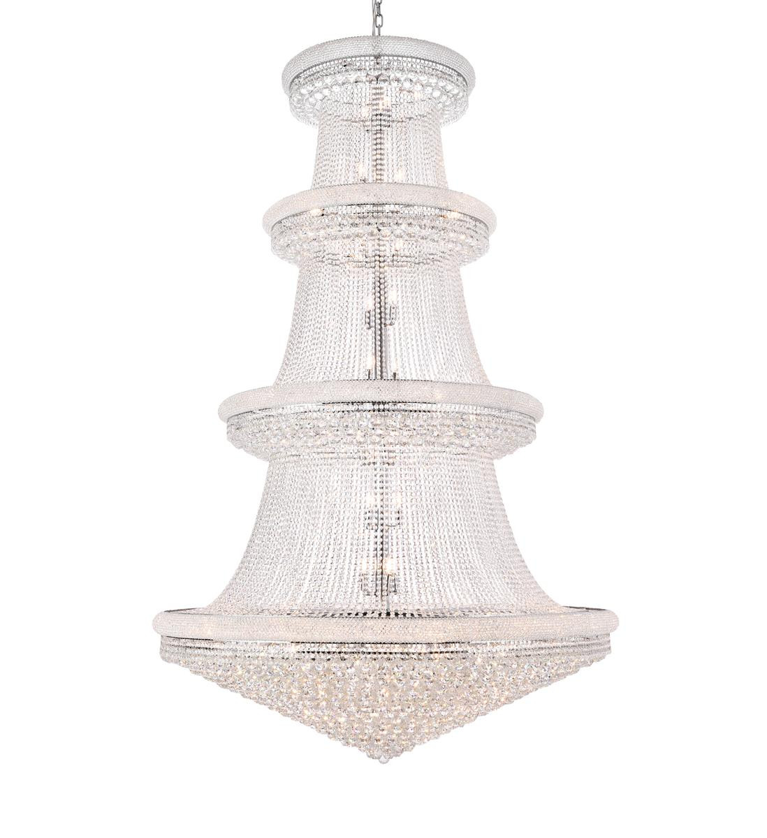 ELEGANT LIGHTING V1800G62C/RC 1800 Primo Collection Large Hanging Fixture H96in D62 Lt:56 Chrome Finish (Royal Cut Crystals)