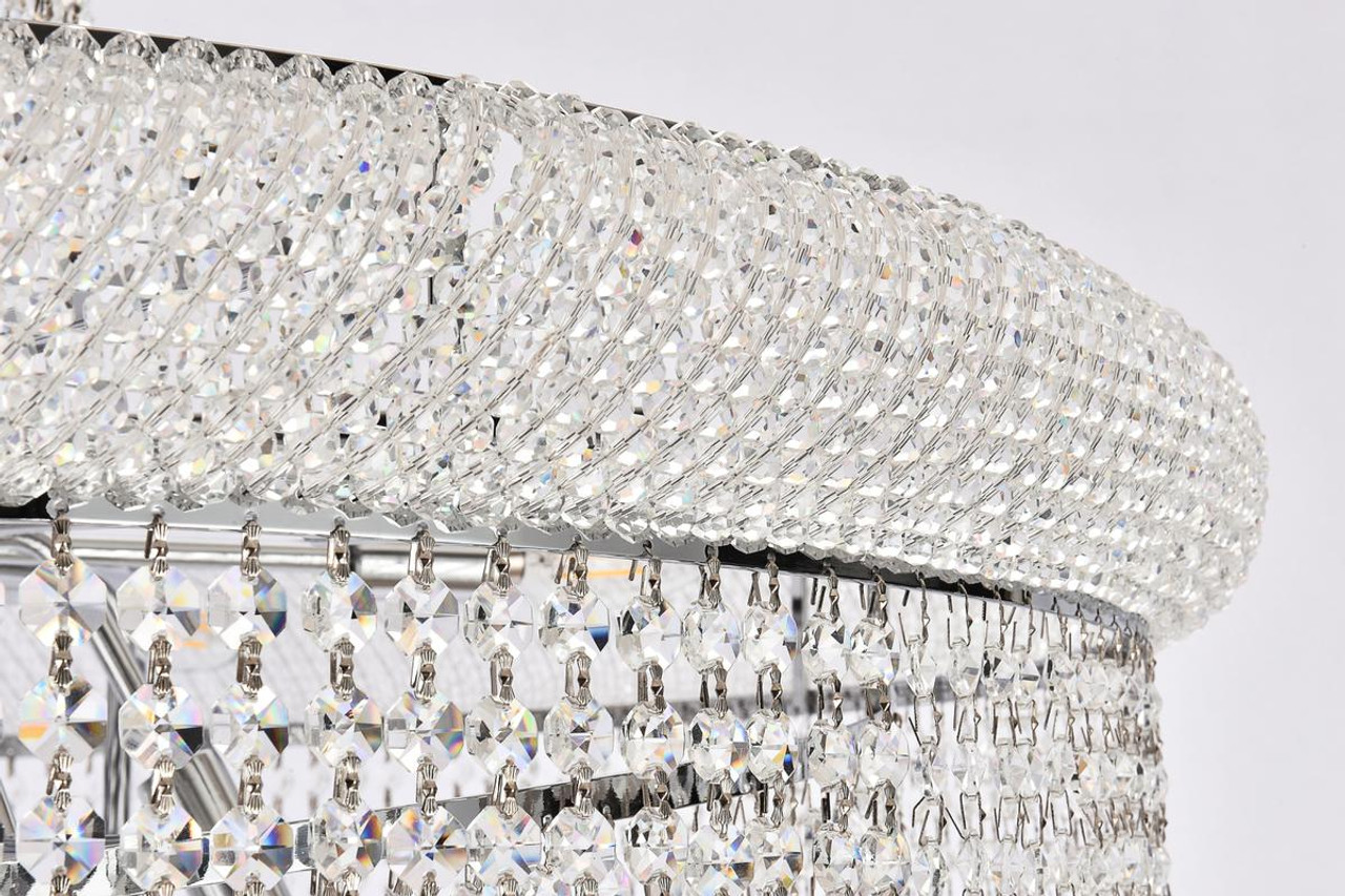 ELEGANT LIGHTING V1800SR36C/RC 1800 Spiral Collection Large Hanging Fixture D36in H86in Lt:32 Chrome Finish (Royal Cut Crystals)