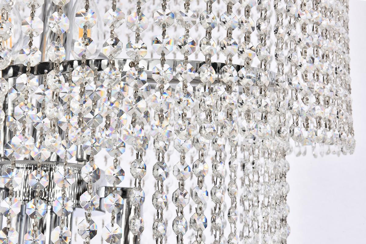 ELEGANT LIGHTING V1800SR36C/RC 1800 Spiral Collection Large Hanging Fixture D36in H86in Lt:32 Chrome Finish (Royal Cut Crystals)