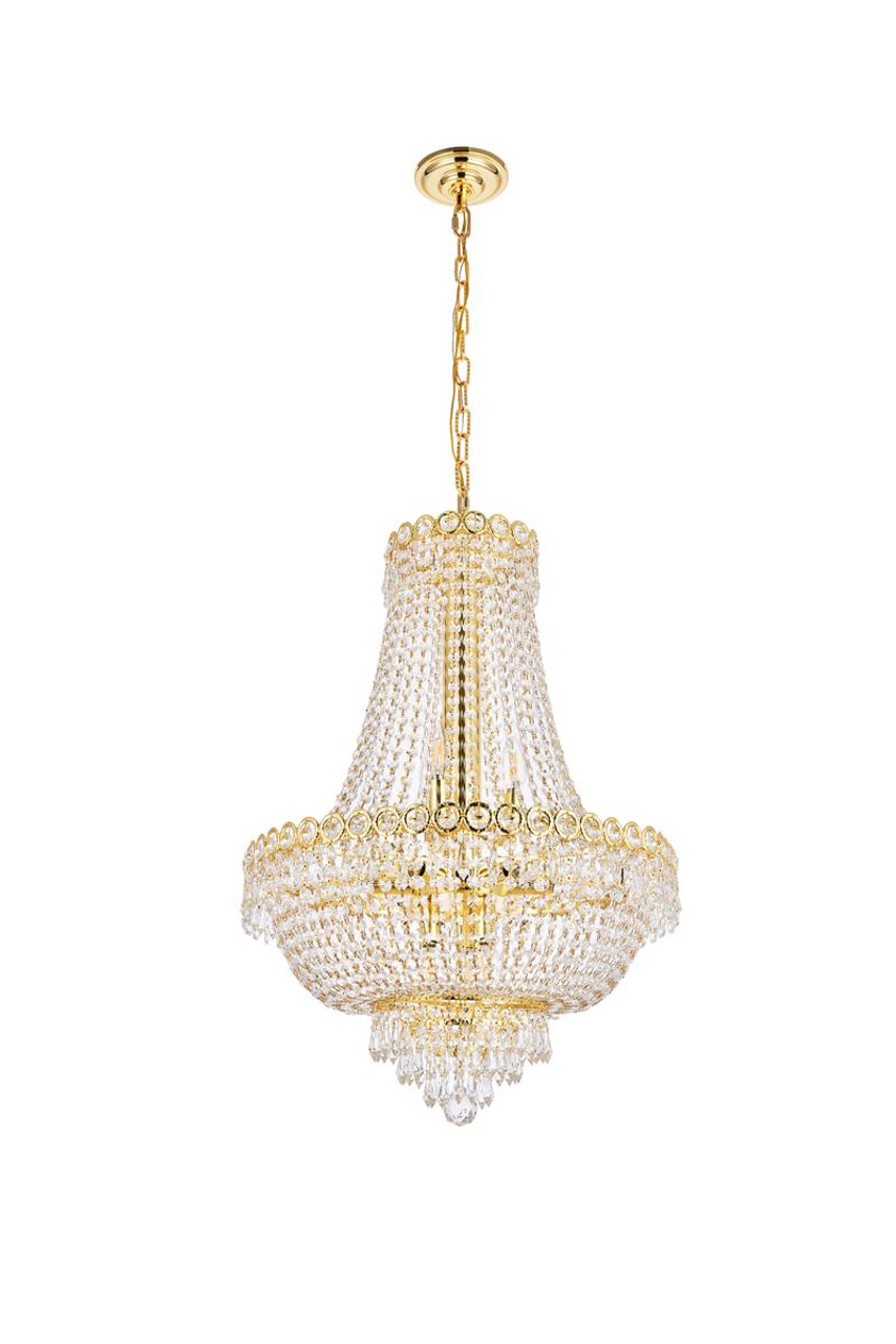 ELEGANT LIGHTING V1900D20G/RC 1900 Century Collection Hanging Fixture D20in H28in Lt:12 Gold Finish (Royal Cut Crystal)