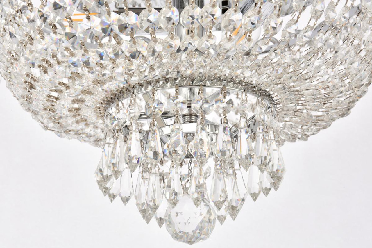 ELEGANT LIGHTING V1900F16C/RC 1900 Century Collection Flush Mount D16in H10in Lt:4 Chrome Finish (Royal Cut Crystal)