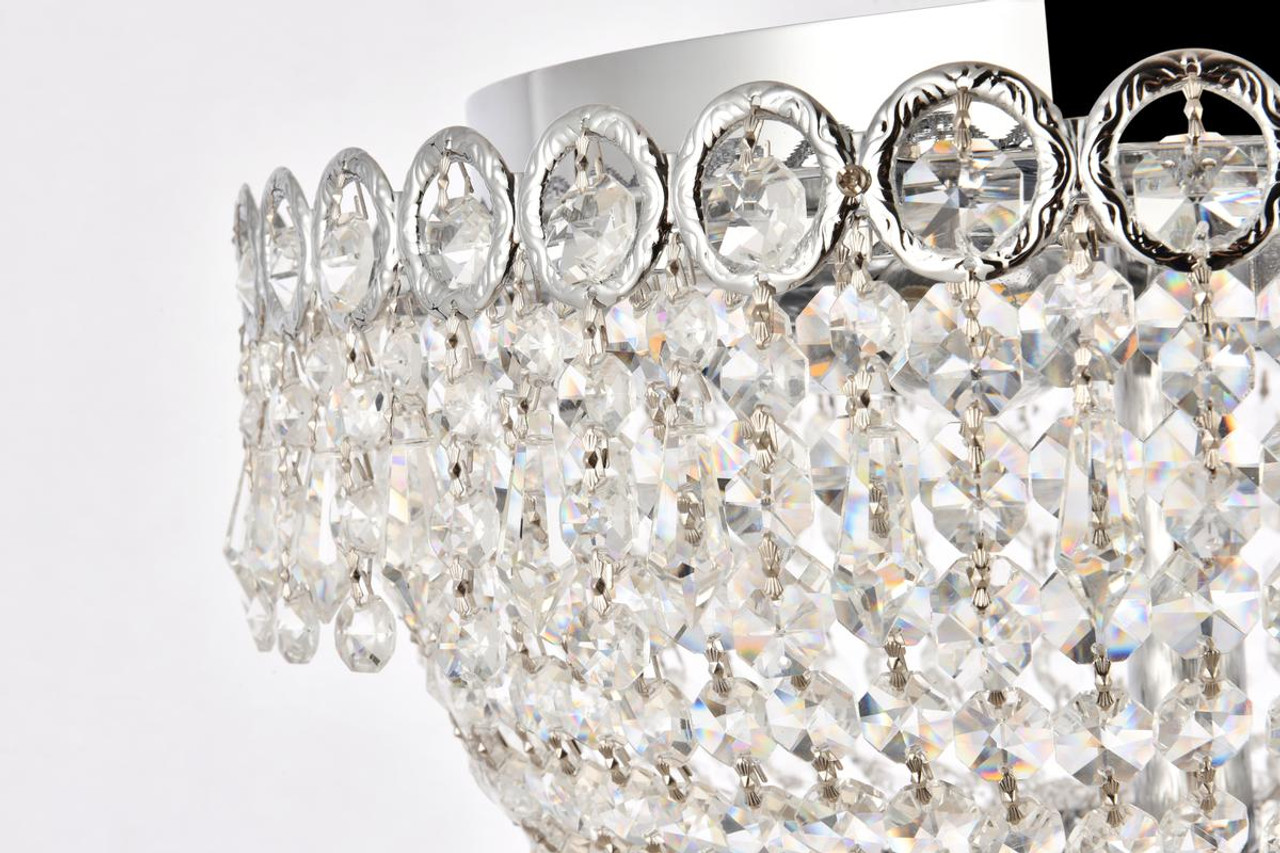 ELEGANT LIGHTING V1900F16C/RC 1900 Century Collection Flush Mount D16in H10in Lt:4 Chrome Finish (Royal Cut Crystal)
