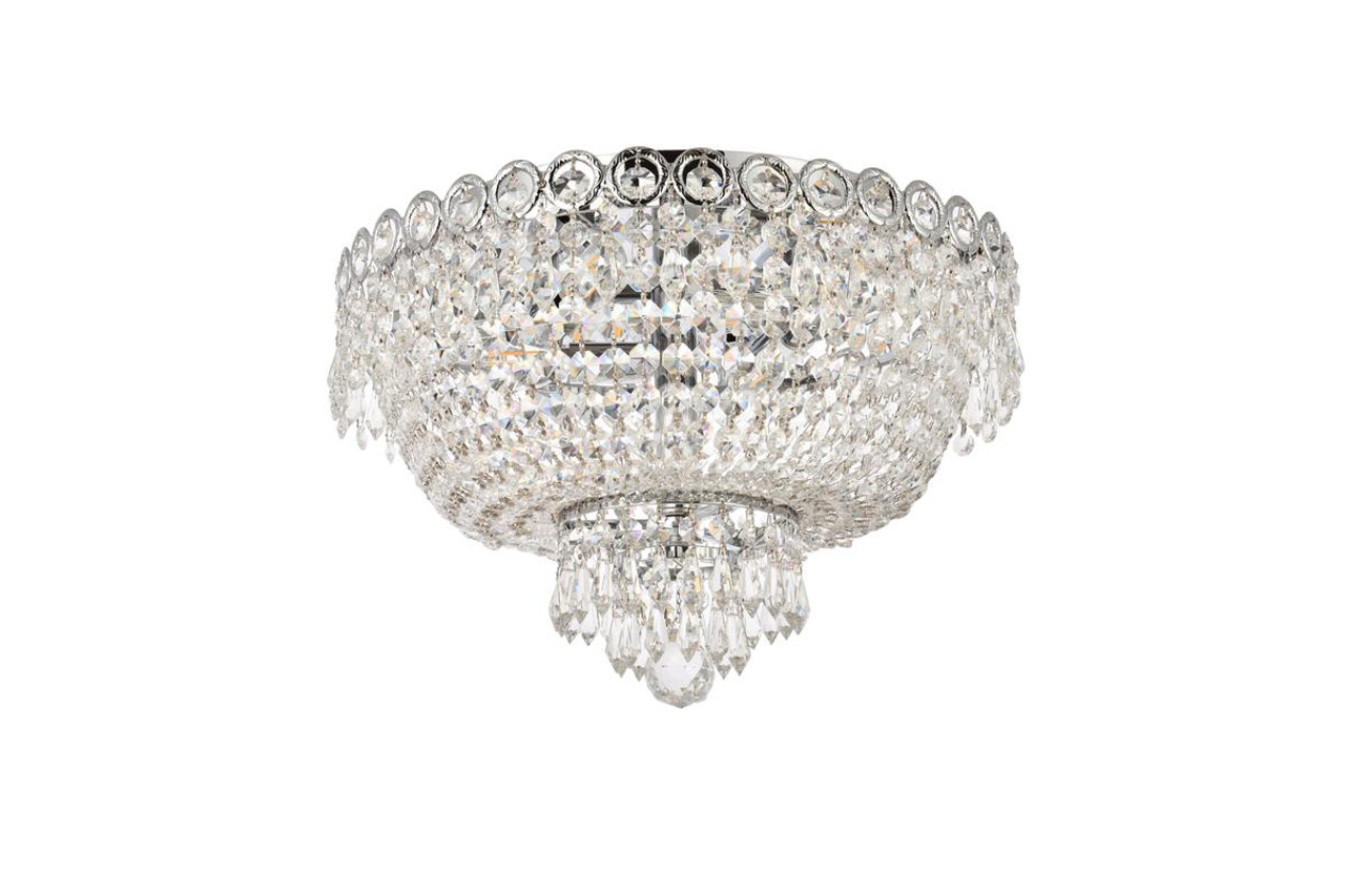 ELEGANT LIGHTING V1900F16C/RC 1900 Century Collection Flush Mount D16in H10in Lt:4 Chrome Finish (Royal Cut Crystal)