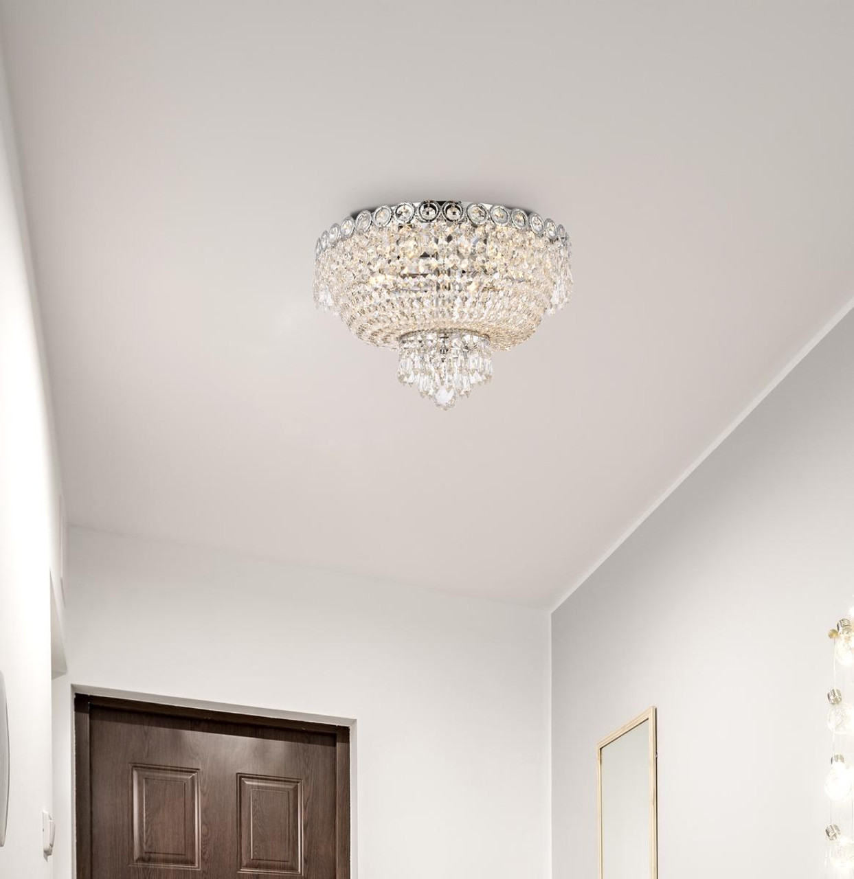 ELEGANT LIGHTING V1900F16C/RC 1900 Century Collection Flush Mount D16in H10in Lt:4 Chrome Finish (Royal Cut Crystal)