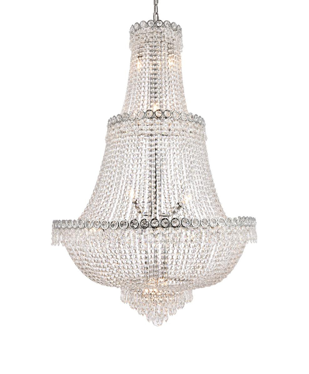 ELEGANT LIGHTING V1900G30C/RC 1900 Century Collection Large Hanging Fixture D30in H48in Lt:17 Chrome Finish (Royal Cut Crystal)