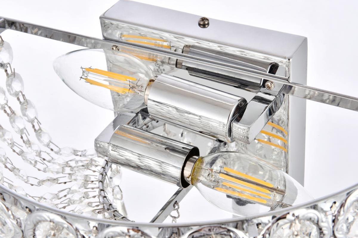 ELEGANT LIGHTING V1900W12C/RC 1900 Century Collection Wall Sconce W12in H6in E7.5in Lt:2 Chrome Finish (Royal Cut Crystal)