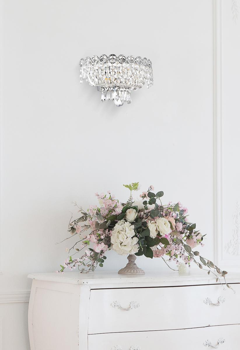 ELEGANT LIGHTING V1900W12C/RC 1900 Century Collection Wall Sconce W12in H6in E7.5in Lt:2 Chrome Finish (Royal Cut Crystal)