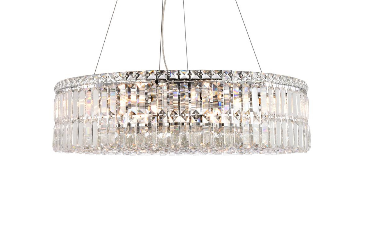 ELEGANT LIGHTING V2030D28C/RC 2030 Maxime Collection Hanging Fixture D28in H7.5in Lt:12 Chrome Finish (Royal Cut Crystals)
